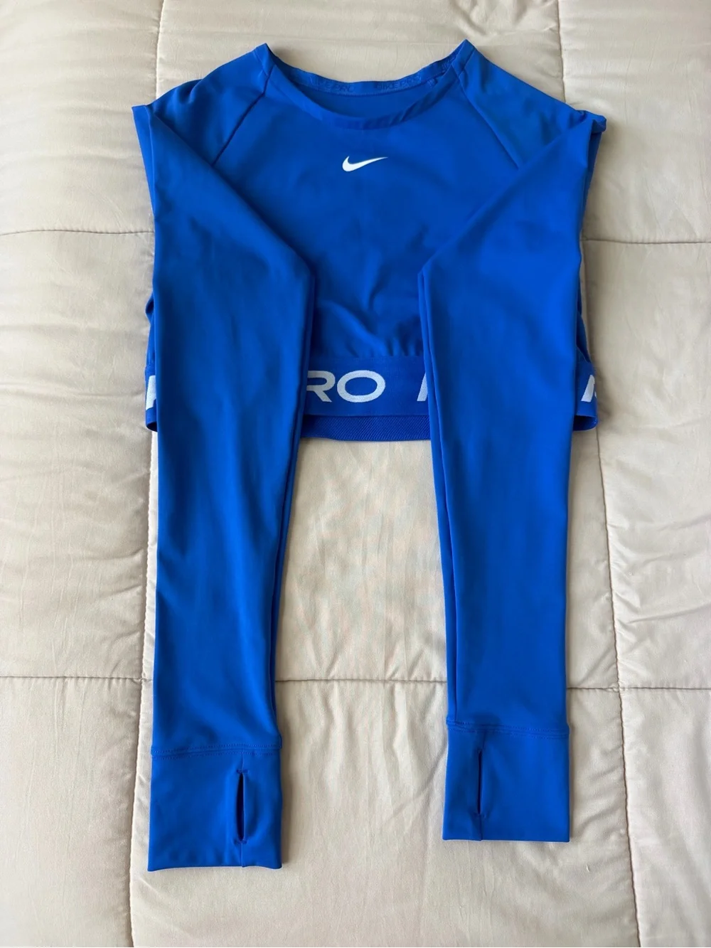 Nike Pro Royal Blue Long Sleeve Crop Top